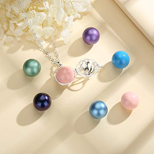 EUDORA Harmony Ball Bisutería Mujer Llamador de Angeles, Loto Sagrado Cadena Colgantes Joyería para Mujer Niña de Circonia Regalos Originales Carillón Música Cadena con Collar, 76,2cm