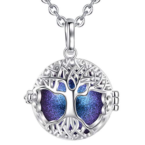 EUDORA Harmony Ball Llamador de Angeles Arbol de la Vida Cadena Colgantes Joyería para Mujer Niña Regalos Originales Carillón Música Cadena con Collar, 76,2cm (Azul Estrellado)