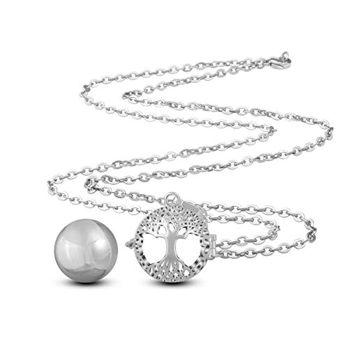 EUDORA Harmony Ball Llamador de Angeles Arbol de la Vida Cadena Colgantes Joyería para Mujer Niña Regalos Originales Carillón Música Cadena con Collar, 76,2cm