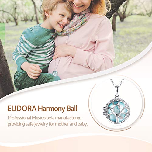 EUDORA Harmony Ball Llamador de Angeles Embarazada, Colgantes Mujer Carillón Música Cadena con Circonita Cúbica y Diseño árbol de Armonía, 76,2 cm