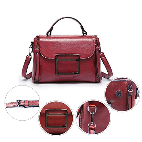 EVEOUT Bolso Bandolera Informal de Cuero Vegano para Mujer, Bolso de Mano Retro Mini Tote Bolsos Clásicos con Asa Superior Elegante Bolso Messenger Satchel para Niñas