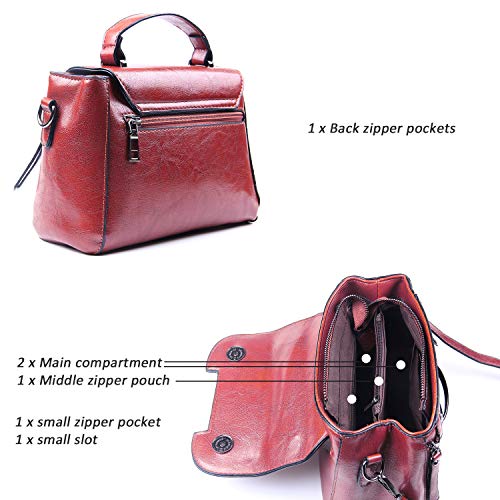 EVEOUT Bolso Bandolera Informal de Cuero Vegano para Mujer, Bolso de Mano Retro Mini Tote Bolsos Clásicos con Asa Superior Elegante Bolso Messenger Satchel para Niñas