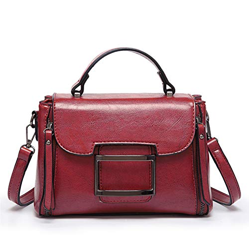 EVEOUT Bolso Bandolera Informal de Cuero Vegano para Mujer, Bolso de Mano Retro Mini Tote Bolsos Clásicos con Asa Superior Elegante Bolso Messenger Satchel para Niñas