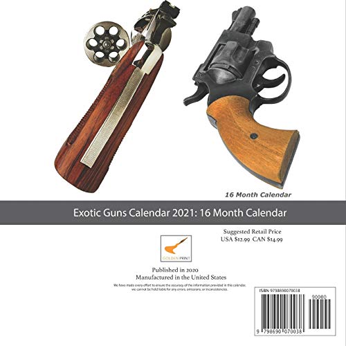 Exotic Guns Calendar 2021: 16 Month Calendar