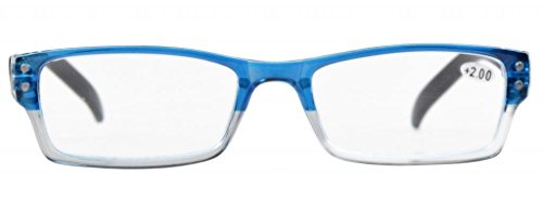 Eyekepper 4-pack Gafas de lectura rectangular con bisagras de resorte azul +2.50