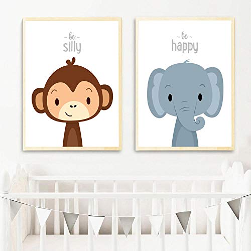 FA LEMON Lienzo Pintura Animales de la Selva Carteles e Impresiones Cuadros de Pared para niños Habitación del bebé Decoración del hogar-21x30cmx6 Piezas sin Marco