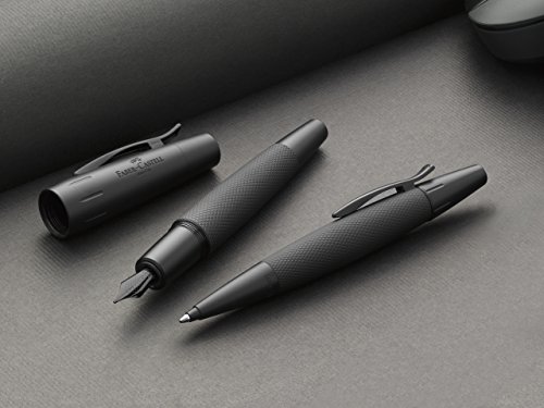 Faber Castell 148620 - Pluma estilográfica E-motion, con cuerpo en aluminio negro, trazo M