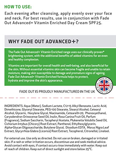 Fade Out Advanced+ Vitamin Enriched Even Skin Tone Night Cream 3 x 50ml - Brightening Cream With Niacinamide, Hyaluronic Acid, Lactic Acid, and Rosehip Seed Oil