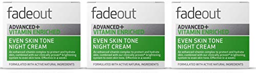 Fade Out Advanced+ Vitamin Enriched Even Skin Tone Night Cream 3 x 50ml - Brightening Cream With Niacinamide, Hyaluronic Acid, Lactic Acid, and Rosehip Seed Oil