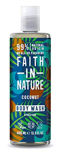 Faith in Nature Gel de Baño Natural de Coco, Hidratante, Vegano y No Testado en Animales, sin Parabenos ni SLS, 400 ml