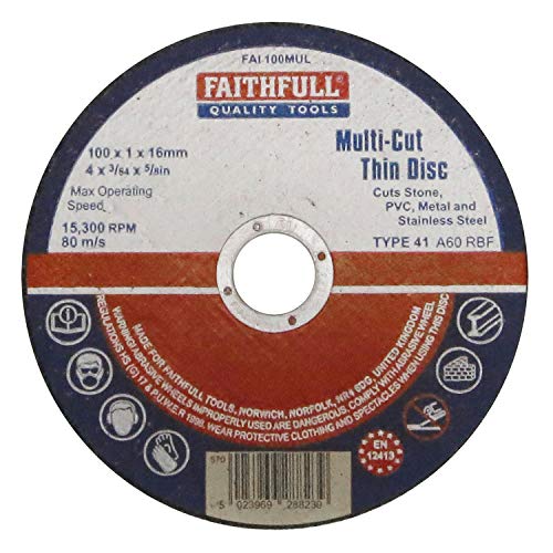 Faithfull FAI10010MUL - Disco abrasivo (tamaño: 100x1x16mm, pack de 10)