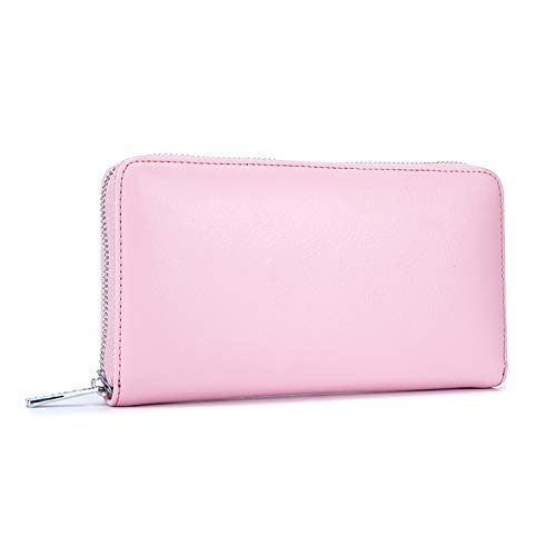 FANDARE Billetera Cuero Cartera con RFID Mujer Wallet para Estilo Monedero Billetera de Cuero con 36 Ranuras para Tarjetas Bolsillo Crédito Tarjetas Ranuras para Tarjetas Crédito Gran Capacidad Rosado