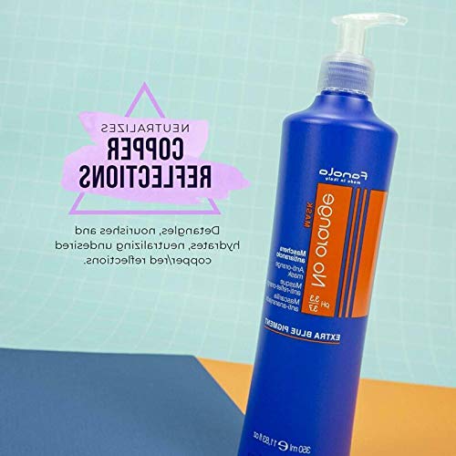 Fanola No Orange mask - Mascarilla antianaranjado para el pelo, pigmento azul extra, 1000 ml