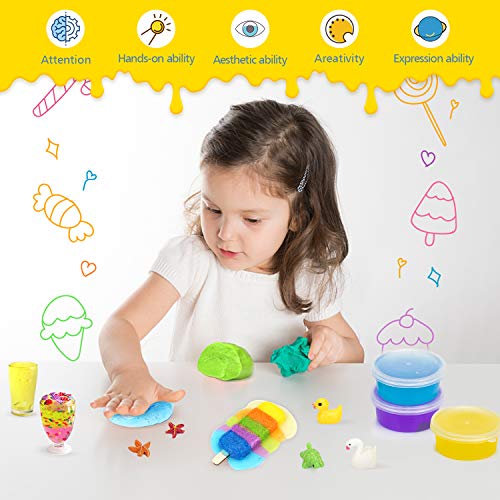 Fansteck DIY Slime Kit, Cola Cleopatre, Kit de Manualidades, Fabrica de Slime, Entretenimiento Niños 108 PCS: Fluffy, Purpurina, Borax, Cola Blanca, Regalo de Cumpleaños y Navidad para Niños 3+Años