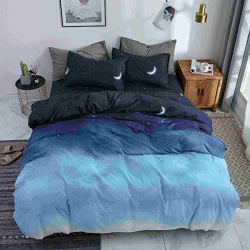 Fansu Juego de Ropa de Cama de 4 Piezas Elegante Juego de Fundas de Edredón Incluye 1 Funda Nórdica y 1 Sábana encimera 2 Funda de Almohada (Cama 135/140-180x220cm,Estrella Luna)