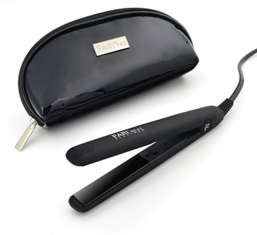 FARI - Mini plancha de pelo de viaje, cerámica turmalina, con bolsa de viaje, tensión universal automática, color negro