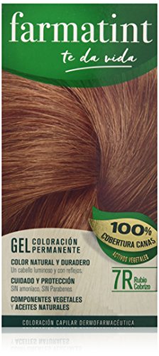 Farmatint Gel 7R Rubio Cobrizo | Color natural y duradero | Componentes vegetales y aceites naturales | Sin amoníaco | Sin parabenos | Dermatológicamente testado