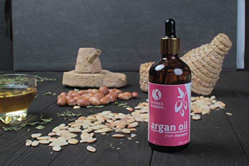 Fatima's Garden Aceite de argán para la cara, el cabello, la piel y las uñas. Loción hidratante antienvejecimiento marroquí con aceite puro y virgen prensado en frío certificado por Ecocert - 30ml