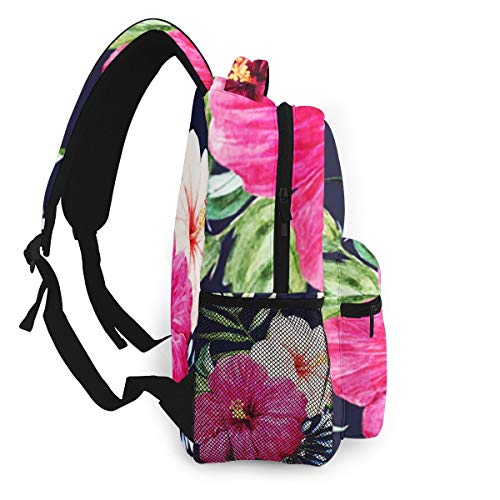 FDFCSD Mochilas Escolares, Flor Tropical Hibisco Púrpura Mochila Hombre Mujer Casual Mochila para Portatil 14 Pulgadas Mochila Universidad Resistente Mochila Instituto