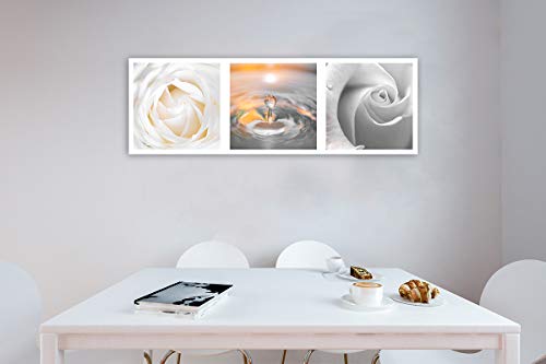 Feeby Imagen Foto Gota Agua Flor Mural Arte Decorativo Composición Naranja 90x30 cm