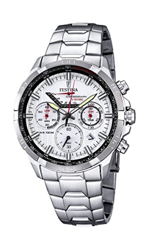 Festina Reloj de Hombre de Cuarzo con cronógrafo, Esfera Blanca y Plata Pulsera de Acero Inoxidable f6836/1