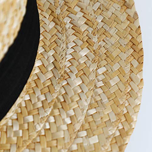 fiebig Sierra Circular Sombrero de Paja Natural | Damas y Caballeros | Sombrero para el Sol Hecho 100% de Paja Sombrero de gondolero para la Primavera y el Verano