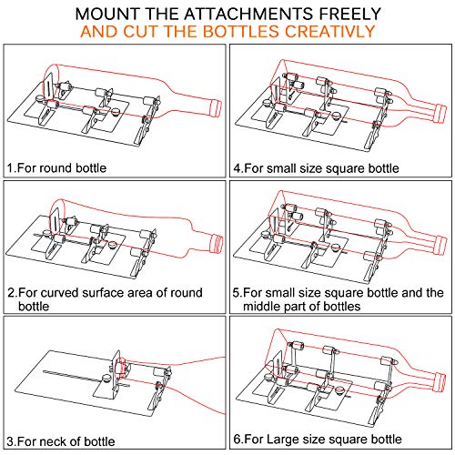 FIXM 0213 - Cortador de botellas de diferentes tamaños y formas como redondo, rectangular, ovalado y cuello de botella con soporte adicional para creaciones DIY