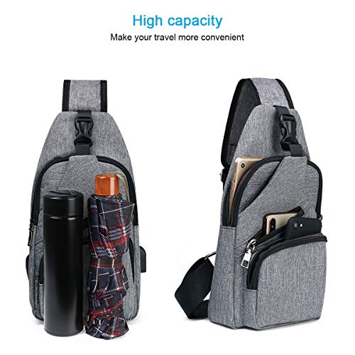 flintronic Sling Bag, Bolsa de Pecho con Puerto de Carga USB, Puerto Crossbody para Hombres Mujeres Senderismo Ligero Ciclismo Mochila de Viaje para Acampar (Incluye 1 Cable USB)