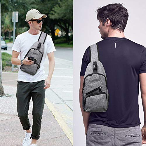 flintronic Sling Bag, Bolsa de Pecho con Puerto de Carga USB, Puerto Crossbody para Hombres Mujeres Senderismo Ligero Ciclismo Mochila de Viaje para Acampar (Incluye 1 Cable USB)