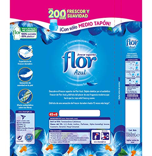 Flor - Suavizante para la ropa concentrado, aroma azul - 53 dosis (3048325)