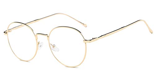 Flydo Gafas Metal Redondas Estilo Retro de los Años Sesenta Hombre y Mujer con Montura de Metal-acero Fino Retro Vintage Lente Transparente Visión Clara