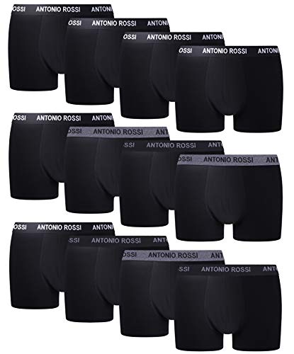 FM London Fitted Boxer, Negro, XX-Large (Pack de 12) para Hombre