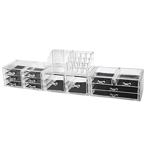 FOBUY Caja acrílica Estante de maquillajes Maquillaje Cosméticos Joyería Organizador (12 Drawers)