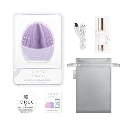 FOREO LUNA 3 Cepillo de limpieza facial y masajeador reafirmante para un spa en casa, para piel Sensible