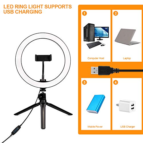 FREESOO Luz de Anillo de 6.3" con Trípode Altura Ajustable 10W Regulable LED para Cámara con 3 Modos de Luz 3200k-6500k y 5 Niveles de Brillo USB para Móvil, Youtube, Disparo Selfie Video Maquillaje