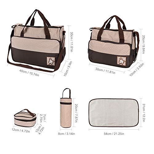 FREESOO Set 5 kits Bolsa de Mama para Bebe Biberon Cambiador de Pañales Bolsa Hospital Maternidad Bolso de Pañales Bebé para Viaje Carro Carrito Biberón Colchoneta Comida Multifunción Gran Capacidad