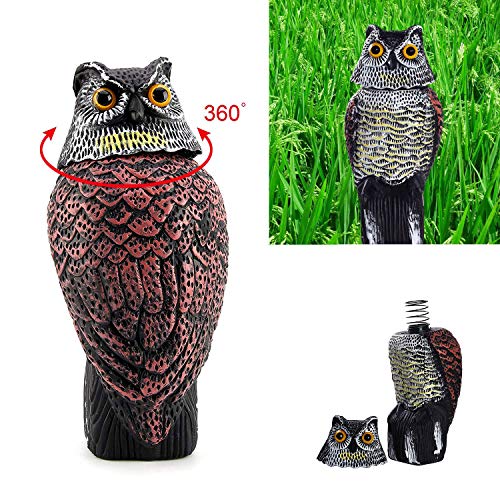 Frofine Búho con Cabeza Giratoria de 360 Grados Espantar Aves/Paloma/Gaviota/Cuervo Búho Realistas Búho Plástico Estatua del búho Búho de Jardín Búho Al Aire Libre Decoraciones Búho Patio Búho