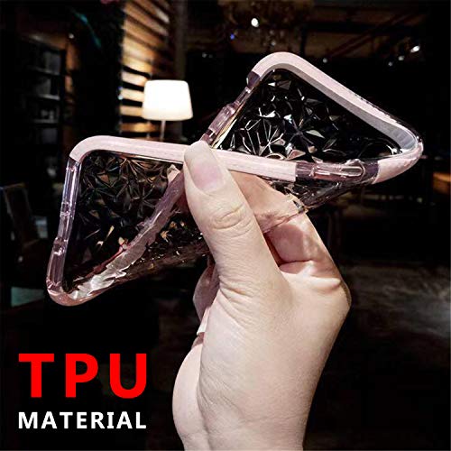 Funda iPhone X/XS, Carcasa Silicona Transparente Protector TPU Airbag Anti-Choque Ultra-Delgado Anti-arañazos Case 3D Modelo Geométrico de Diamante Funda para Teléfono (iPhone X/XS, Verde)