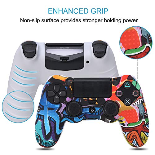 Funda para Cubrir el Mando de PS4 con 8 Grips para Pulgares, Funda Antideslizante de Silicona, Carcasa Protectora para Mando de PS4 / Slim/Pro