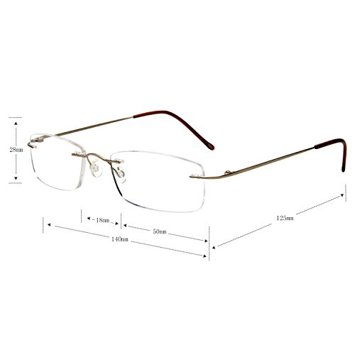 Gafas de lectura LianSan de titanio sin montura para hombres y mujeres ligeras y a la moda 8085 Dorado +1.25