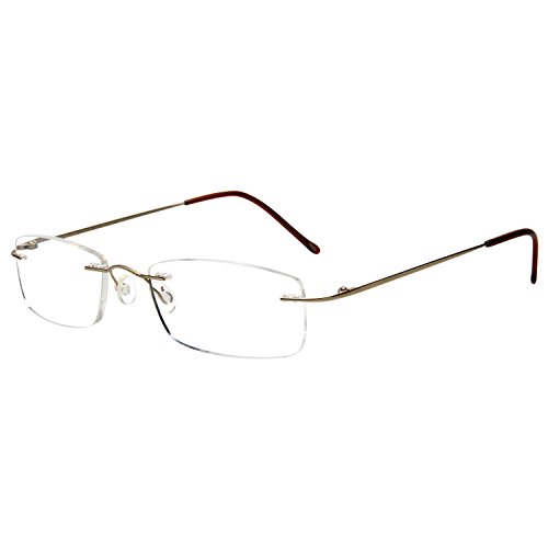 Gafas de lectura LianSan de titanio sin montura para hombres y mujeres ligeras y a la moda 8085 Dorado +1.25