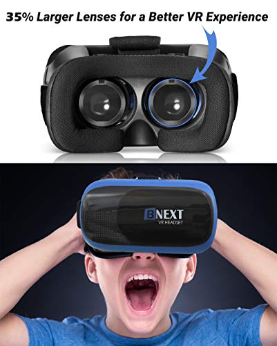 Gafas VR Compatible con iPhone y Android, Gafas Realidad Virtual para Movil - Disfruta de los Mejores Juegos y Videos RV, 360 y 3D, de Máxima Calidad y con la Mayor Comodidad (Blue)