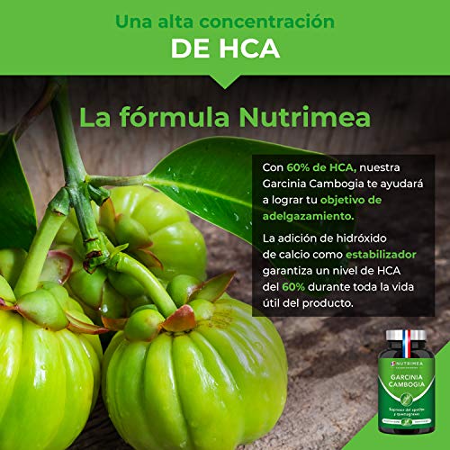 Garcinia Cambogia Pura Quemagrasas 100% Natural | Termogénico 60% HCA Supresor del Apetito Adelgazante Natural | Facilita Digestión Fatburner Potente | 60 Cápsulas Vegatales Fabricado en Francia