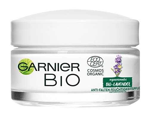 Garnier Bio Lavendel Cuidado hidratante antiarrugas, reduce y suaviza las líneas finas de la cara, también para pieles sensibles, 50 ml