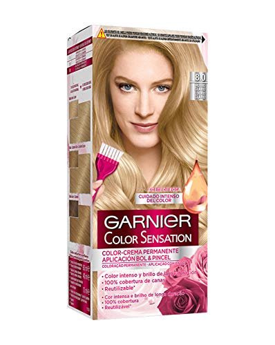 Garnier Color Sensation - Tinte Permanente Rubio Luminoso 8.0, disponible en más de 20 tonos