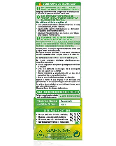 Garnier Nutrisse Creme Coloración Nutritiva Permanente, Tinte 100% Cobertura de Canas con Mascarilla Nutritiva de 4 Aceites - Tono 3 Castaño Oscuro