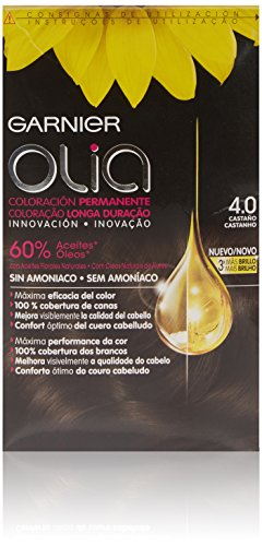 Garnier Olia - Coloración Permanente sin Amoniaco, con Aceites Florales de Origen Natural - Tono 4.0 Castaño