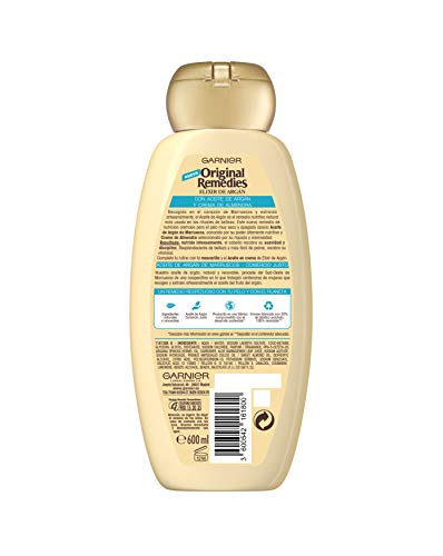 Garnier Original Remedies - Champú Nutritivo Cremoso Elixir de Argán para Pelo Muy Seco y Sin Brillo - 600 ml