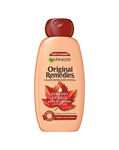 Garnier Original Remedies - Champú Reparación Intensa con Remedio de Arce y Aceite de Almendra para Pelo Seco o Muy Dañado - 300 ml