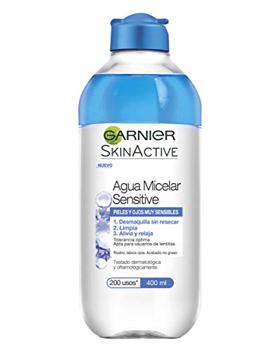 Garnier Skin Active - Agua Micelar Sensitive para Pieles y Ojos Muy Sensibles, 6 Recipientes de 400 ml, Total: 2400 ml